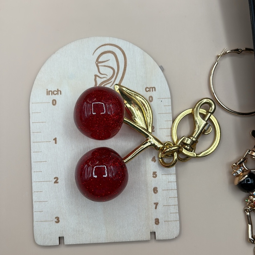 Gold and Red Cherry Keychain /Bag Charm - Picture 3 of 3